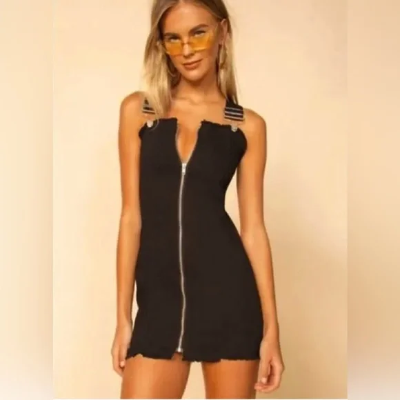 superdown | Dresses | Superdown Darcie Overall Mini Dress Jumper Black |  Poshmark